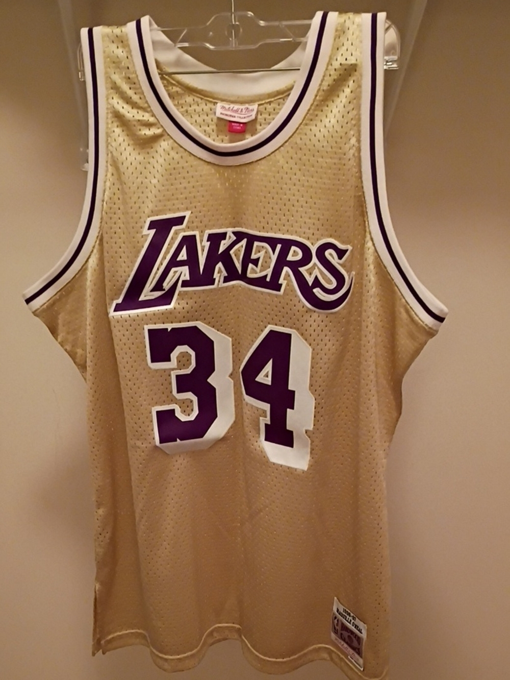 Lakers Gold Basketball Shaquille O'Neal Mitchell And Ness Jersey 34